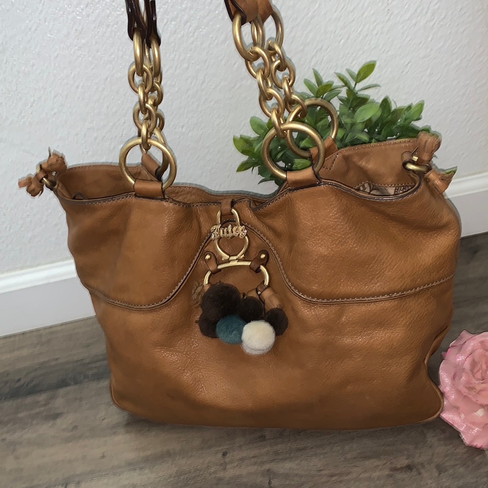 VINTAGE JUICY COUTURE BROWN LEATHER PURSE - Picture 2 of 10